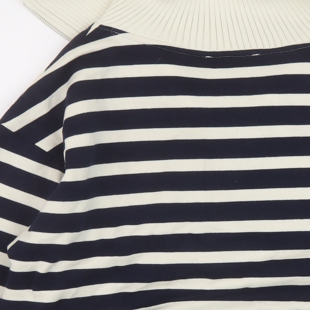 Marks and Spencer Womens Blue Striped Cotton Pullover Sweatshirt Size S Zip