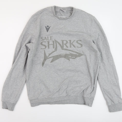 Macron Mens Grey Cotton Pullover Sweatshirt Size L