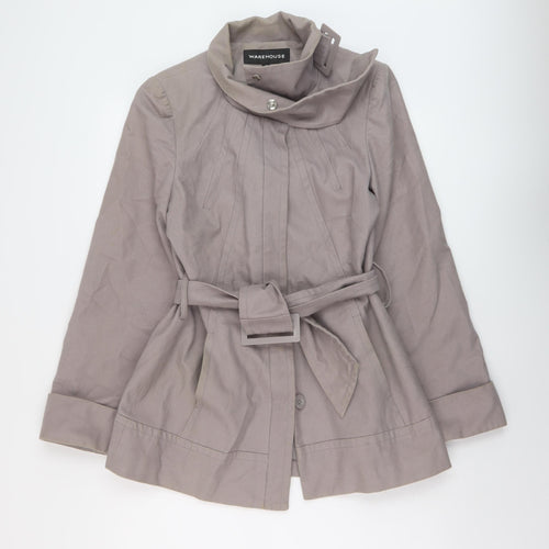 Warehouse Womens Grey Pea Coat Coat Size 12 Button