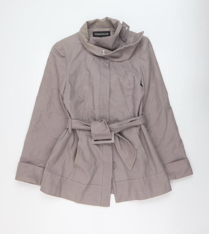 Warehouse Womens Grey Pea Coat Coat Size 12 Button