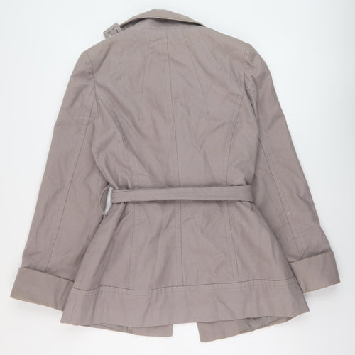 Warehouse Womens Grey Pea Coat Coat Size 12 Button