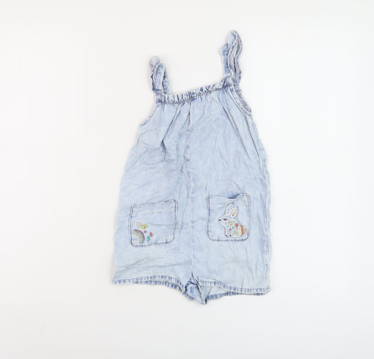 NEXT Girls Blue Cotton Playsuit One-Piece Size 2-3 Years Pullover