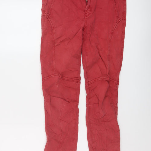 One Step Womens Red Cotton Trousers Size 30 in L25 in Regular Button
