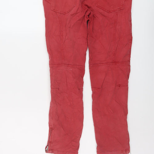 One Step Womens Red Cotton Trousers Size 30 in L25 in Regular Button