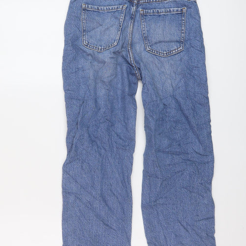 Denim & Co. Girls Blue Cotton Straight Jeans Size 10-11 Years Regular Button