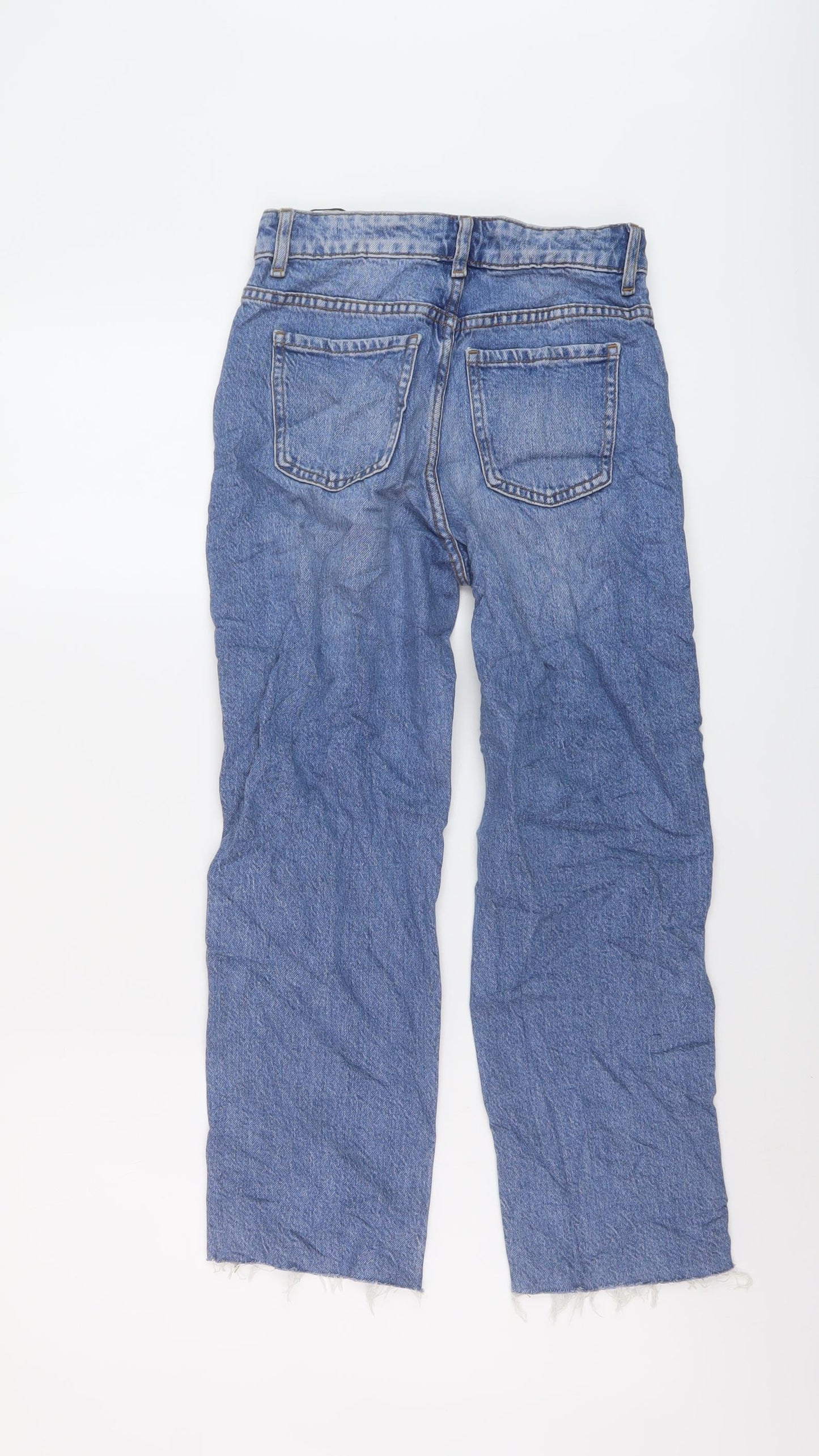 Denim & Co. Girls Blue Cotton Straight Jeans Size 10-11 Years Regular Button