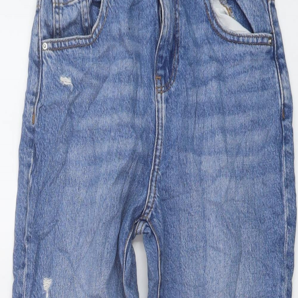 Denim & Co. Girls Blue Cotton Straight Jeans Size 10-11 Years Regular Button