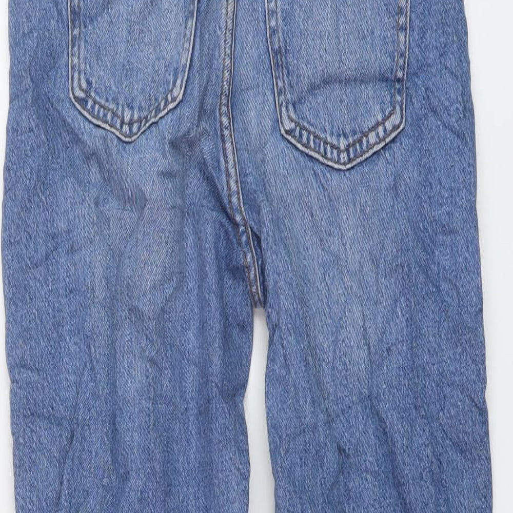 Denim & Co. Girls Blue Cotton Straight Jeans Size 10-11 Years Regular Button