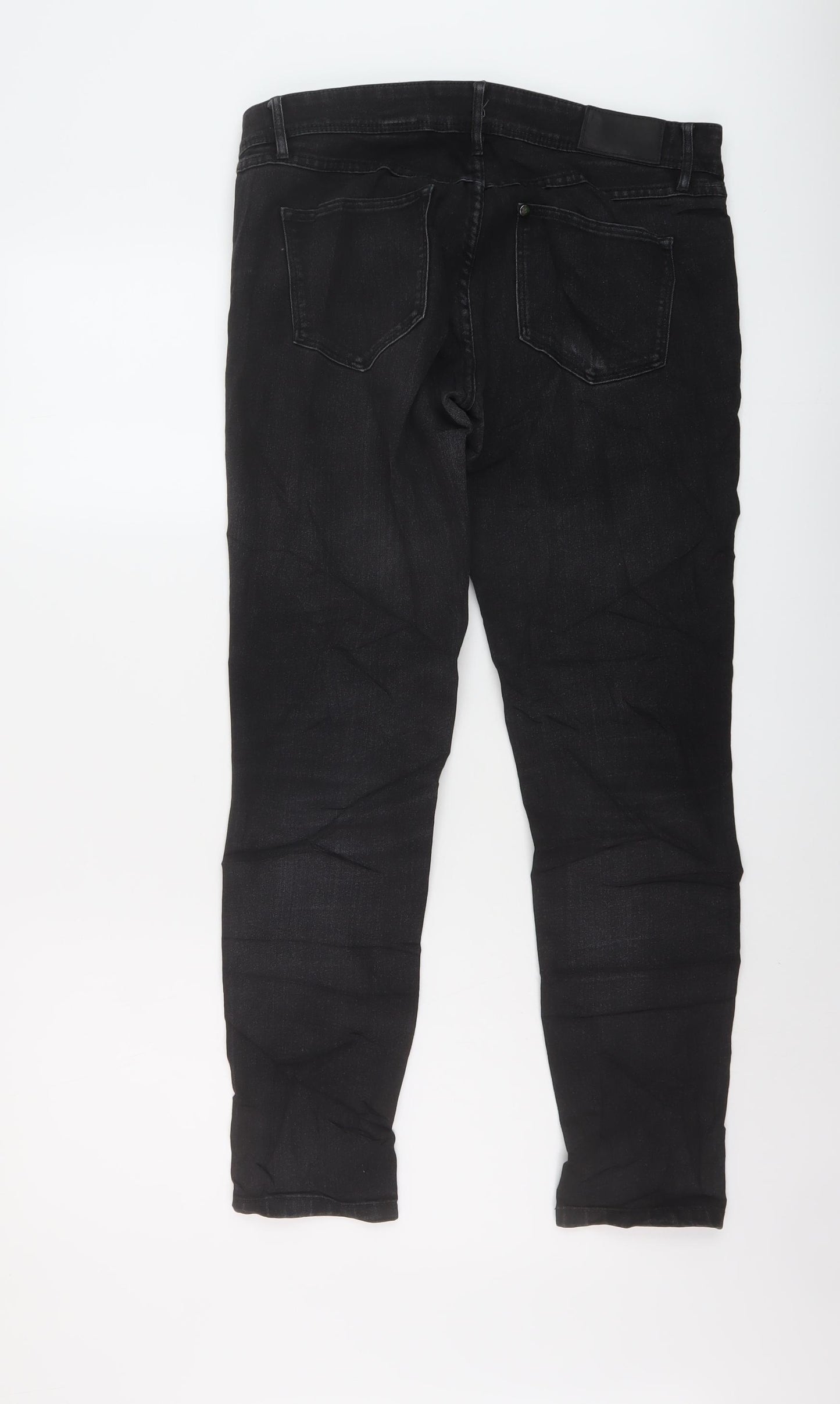 H&M Mens Grey Cotton Straight Jeans Size 29 in L30 in Regular Button