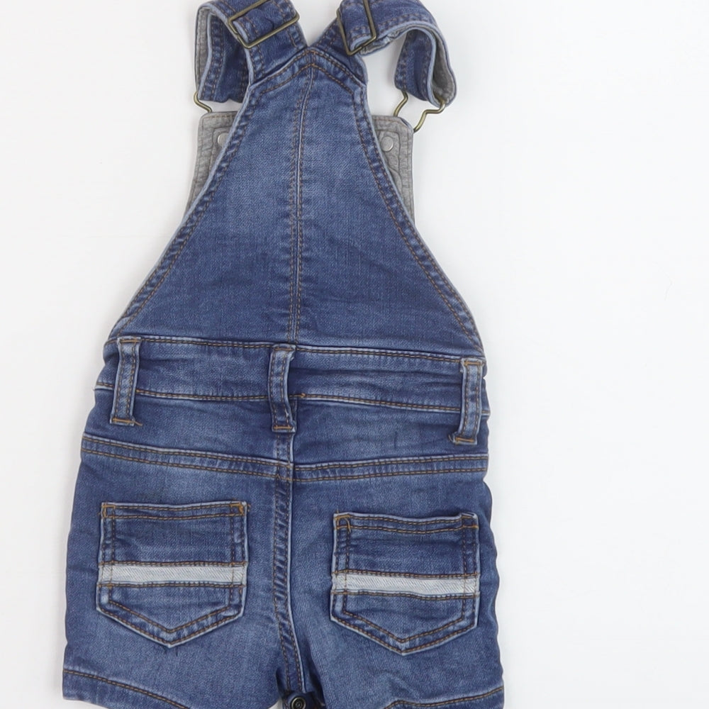 Marks and Spencer Baby Blue Cotton Dungaree One-Piece Size 6-9 Months Buckle