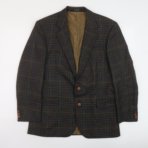 Osbourne Mens Green Plaid Wool Jacket Suit Jacket Size 42 Regular