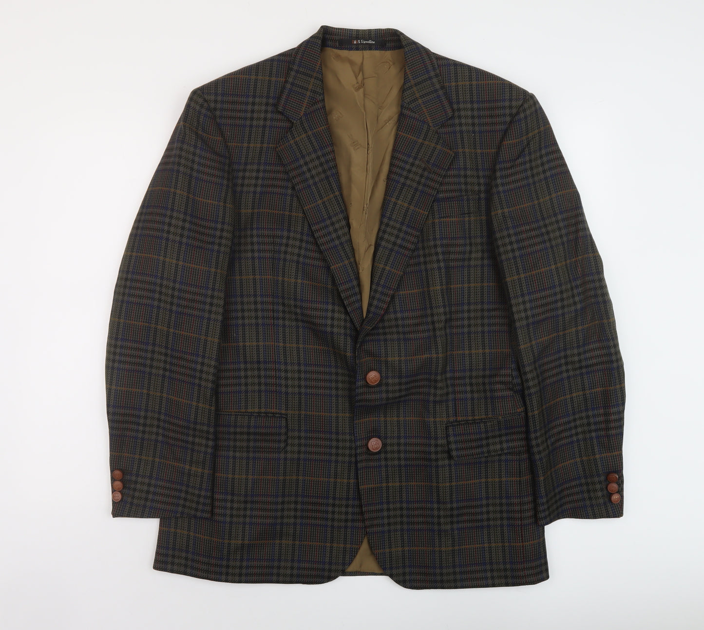 Osbourne Mens Green Plaid Wool Jacket Suit Jacket Size 42 Regular