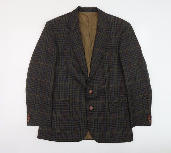 Osbourne Mens Green Plaid Wool Jacket Suit Jacket Size 42 Regular
