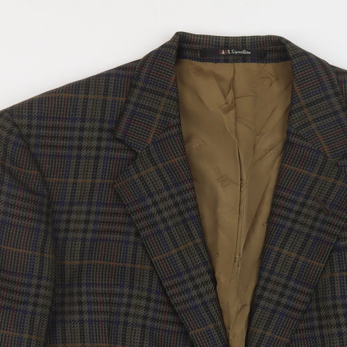 Osbourne Mens Green Plaid Wool Jacket Suit Jacket Size 42 Regular