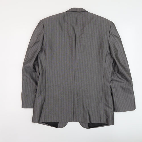 Skoples Mens Grey Striped Polyester Jacket Suit Jacket Size 38 Regular