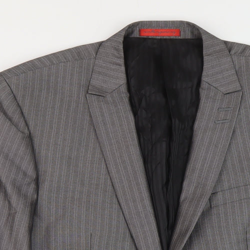 Skoples Mens Grey Striped Polyester Jacket Suit Jacket Size 38 Regular