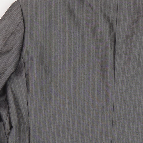 Skoples Mens Grey Striped Polyester Jacket Suit Jacket Size 38 Regular