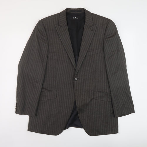 Strellson Mens Grey Striped Wool Jacket Suit Jacket Size 42 Regular
