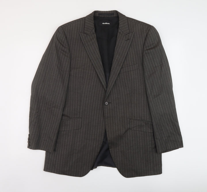 Strellson Mens Grey Striped Wool Jacket Suit Jacket Size 42 Regular