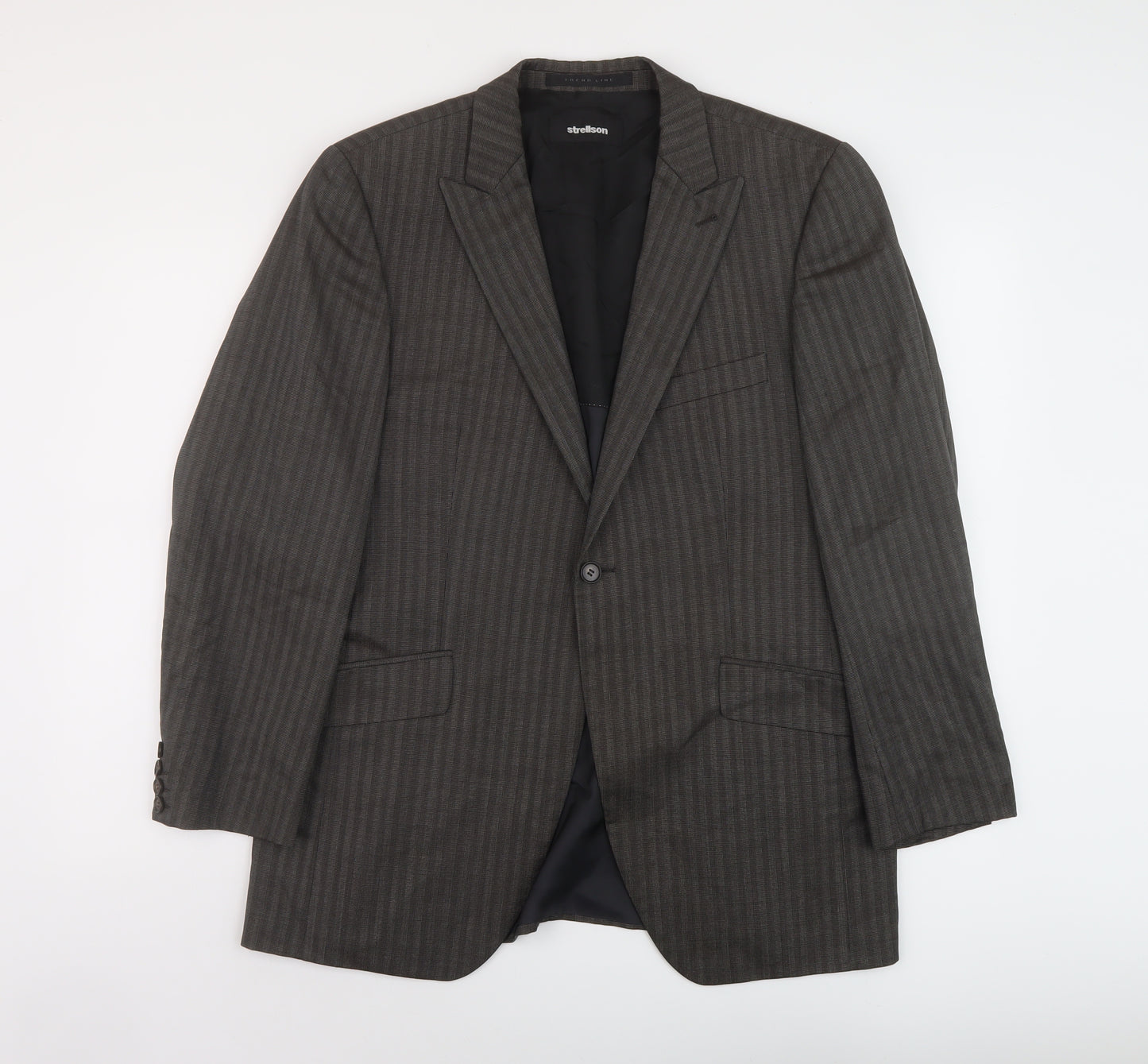 Strellson Mens Grey Striped Wool Jacket Suit Jacket Size 42 Regular