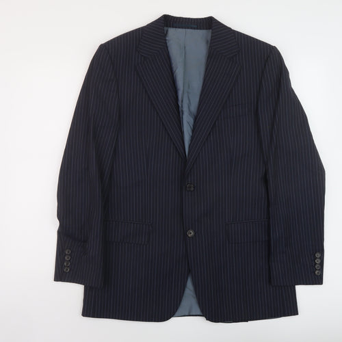 Boss Mens Blue Striped Wool Jacket Suit Jacket Size 40 Regular