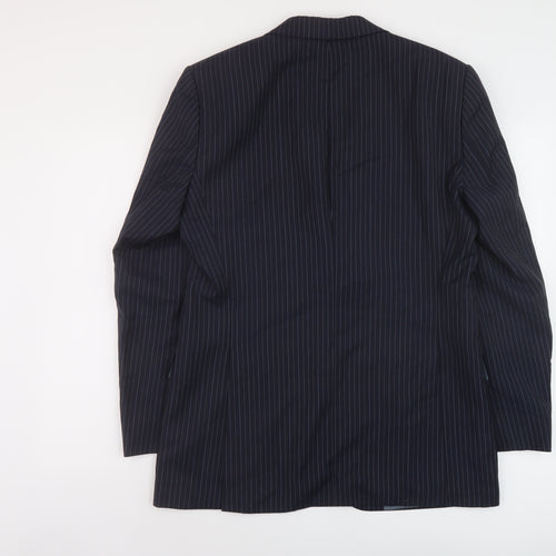 Boss Mens Blue Striped Wool Jacket Suit Jacket Size 40 Regular