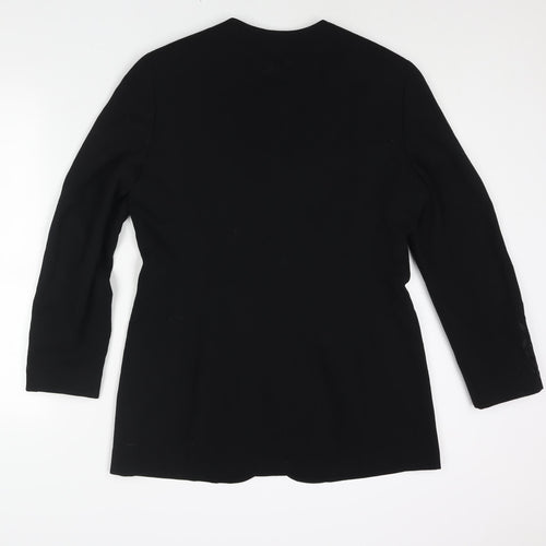 Ann Tayolor Womens Black Jacket Size 12 Button - Floral Embroidered Sleeves