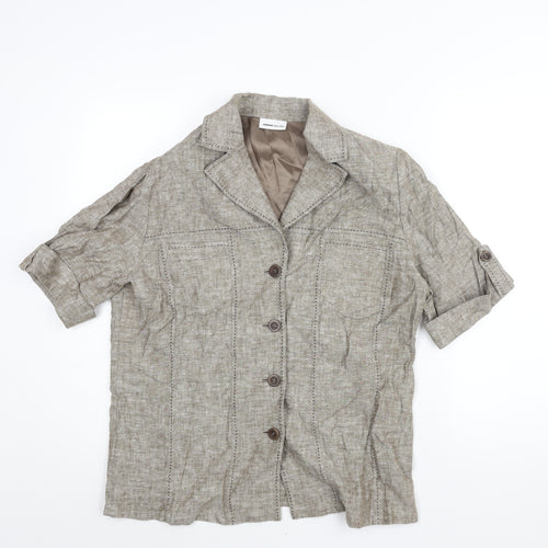 FRANK WALDER Womens Beige Jacket Size 18 Button - Stitch Detail