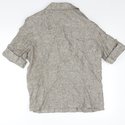 FRANK WALDER Womens Beige Jacket Size 18 Button - Stitch Detail