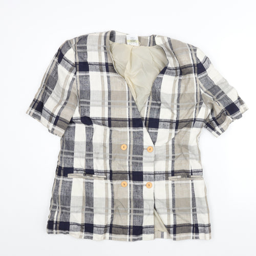 Fashion Extra Womens Beige Check Jacket Size 16 Button - Double Breasted
