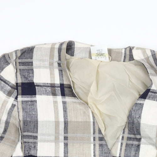 Fashion Extra Womens Beige Check Jacket Size 16 Button - Double Breasted