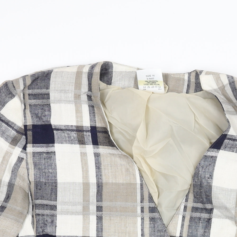 Fashion Extra Womens Beige Check Jacket Size 16 Button - Double Breasted