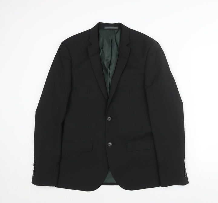 River Island Mens Black Polyester Jacket Suit Jacket Size 38 Regular