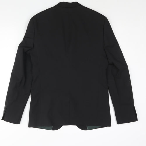 River Island Mens Black Polyester Jacket Suit Jacket Size 38 Regular