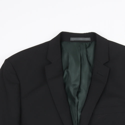 River Island Mens Black Polyester Jacket Suit Jacket Size 38 Regular