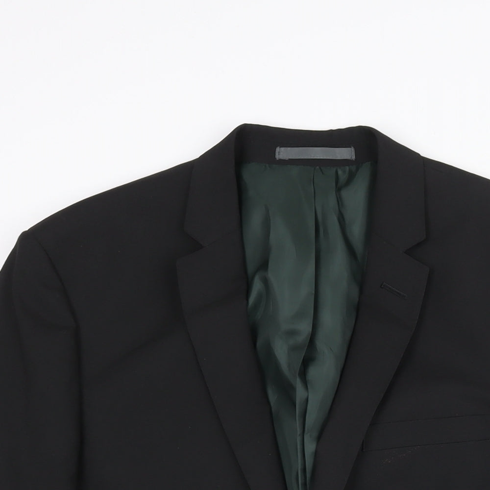 River Island Mens Black Polyester Jacket Suit Jacket Size 38 Regular