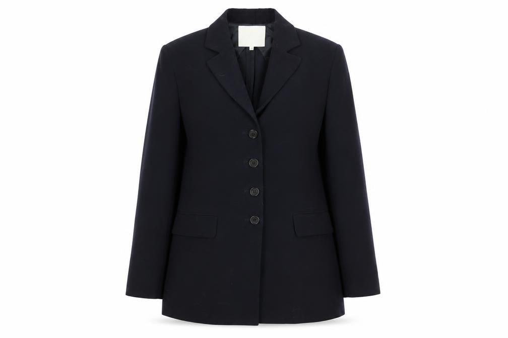 Front view of Votre Nom women’s black polyester jacket suit jacket, size UK 6, - side vent