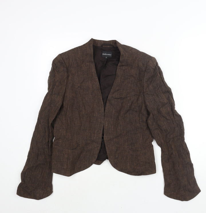 Claudia Strater Womens Brown Jacket Blazer Size 12 Hook & Eye