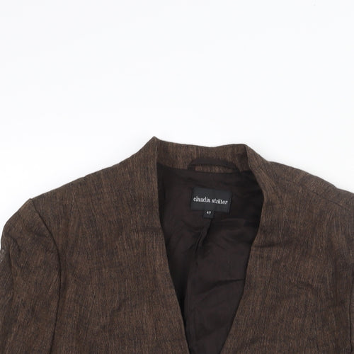Claudia Strater Womens Brown Jacket Blazer Size 12 Hook & Eye