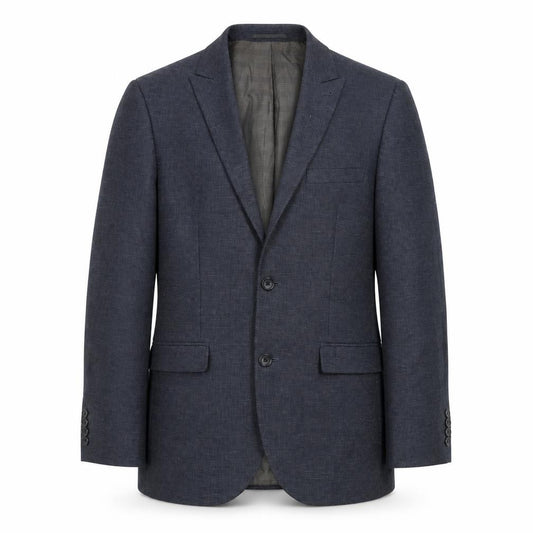 Front view of Next men’s blue polyester jacket suit jacket, size 38, regular