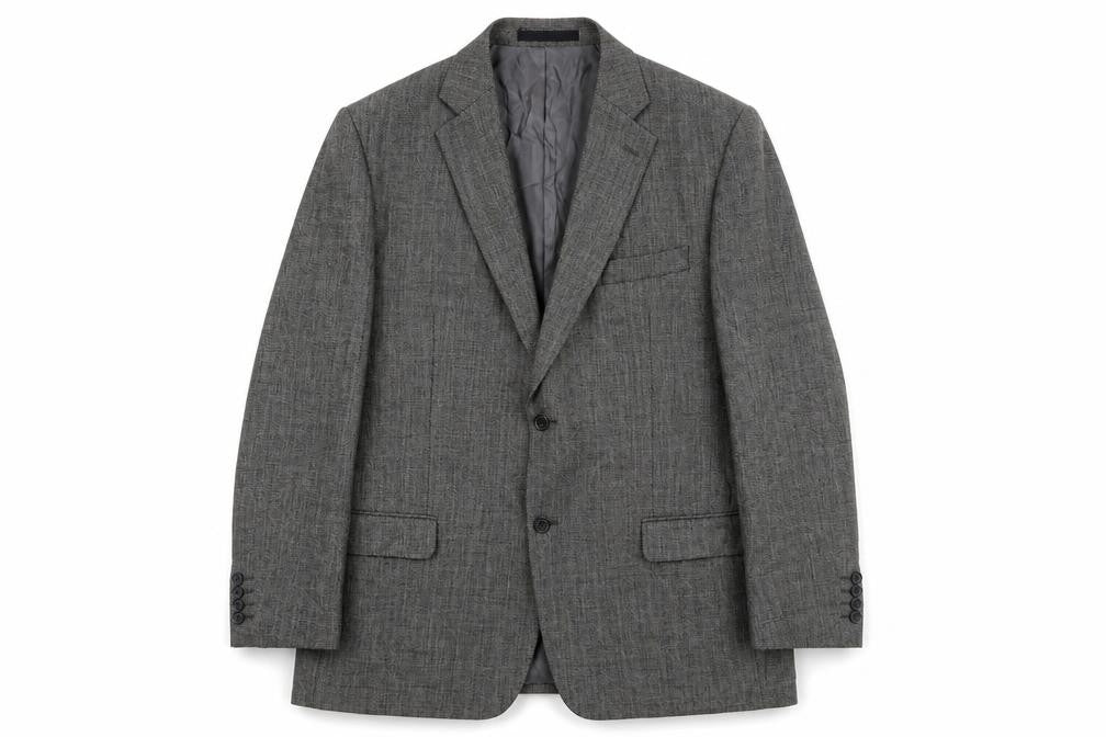 Front view of Marks & Spencer men’s black wool jacket suit jacket, size 44, regular