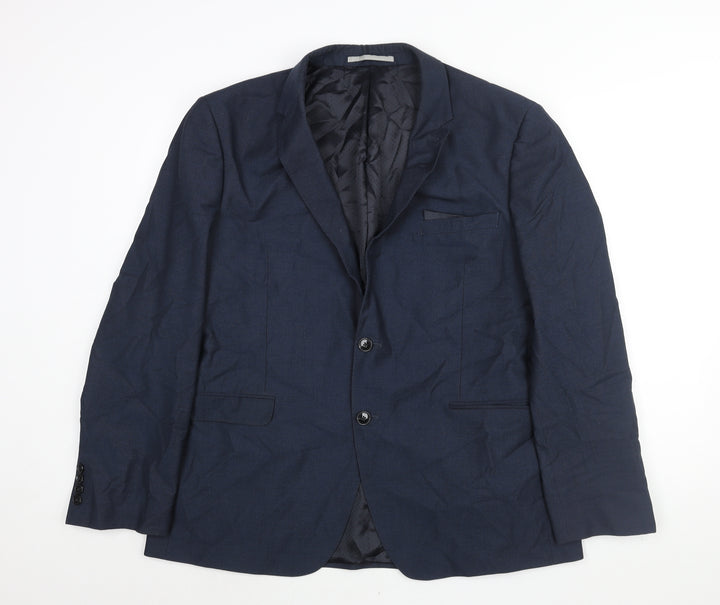 Burton Mens Blue Polyester Jacket Suit Jacket Size 46 Regular
