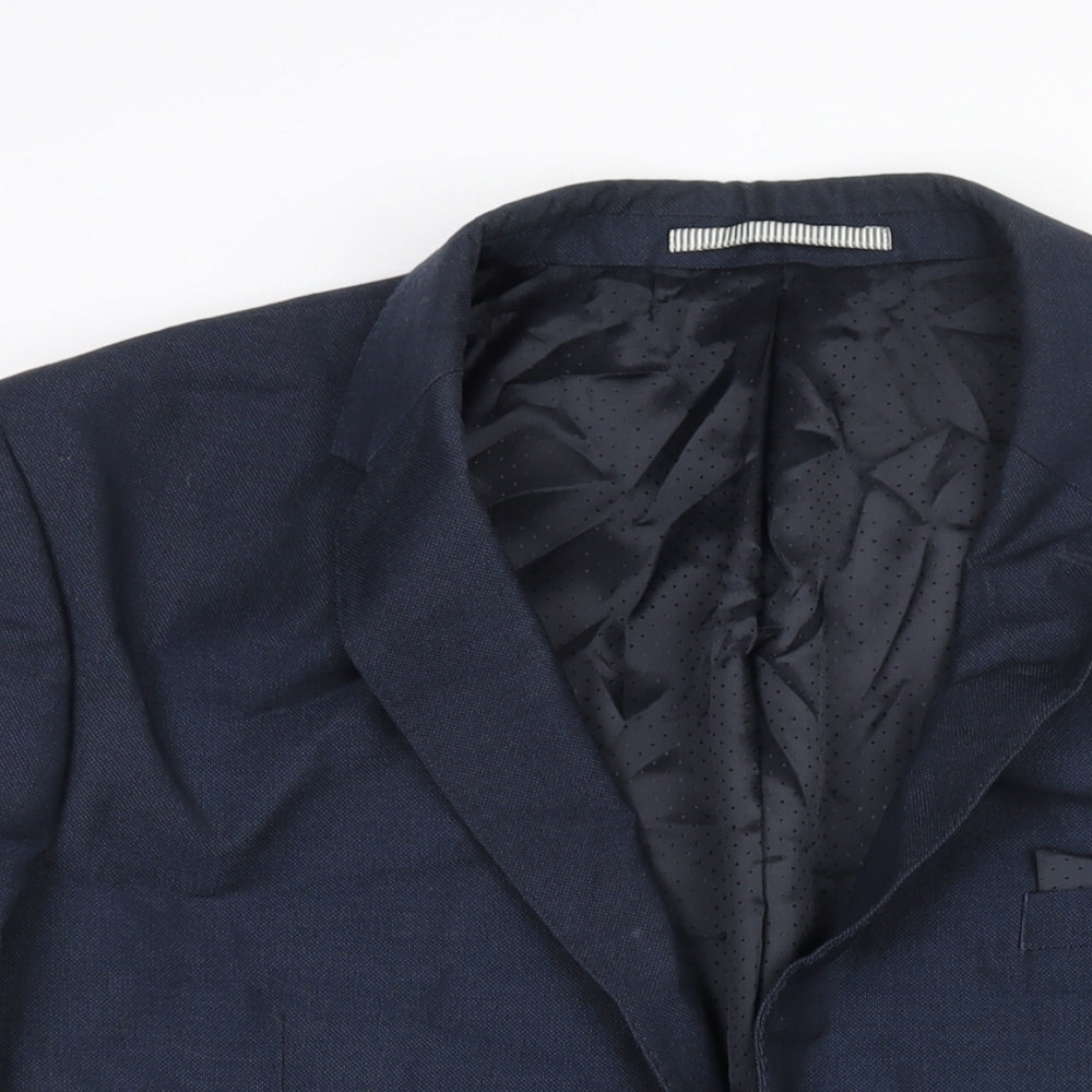 Burton Mens Blue Polyester Jacket Suit Jacket Size 46 Regular