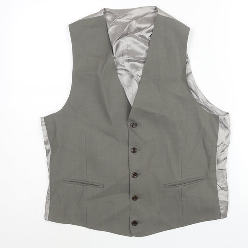 St Michael Mens Grey Wool Jacket Suit Waistcoat Size M Regular
