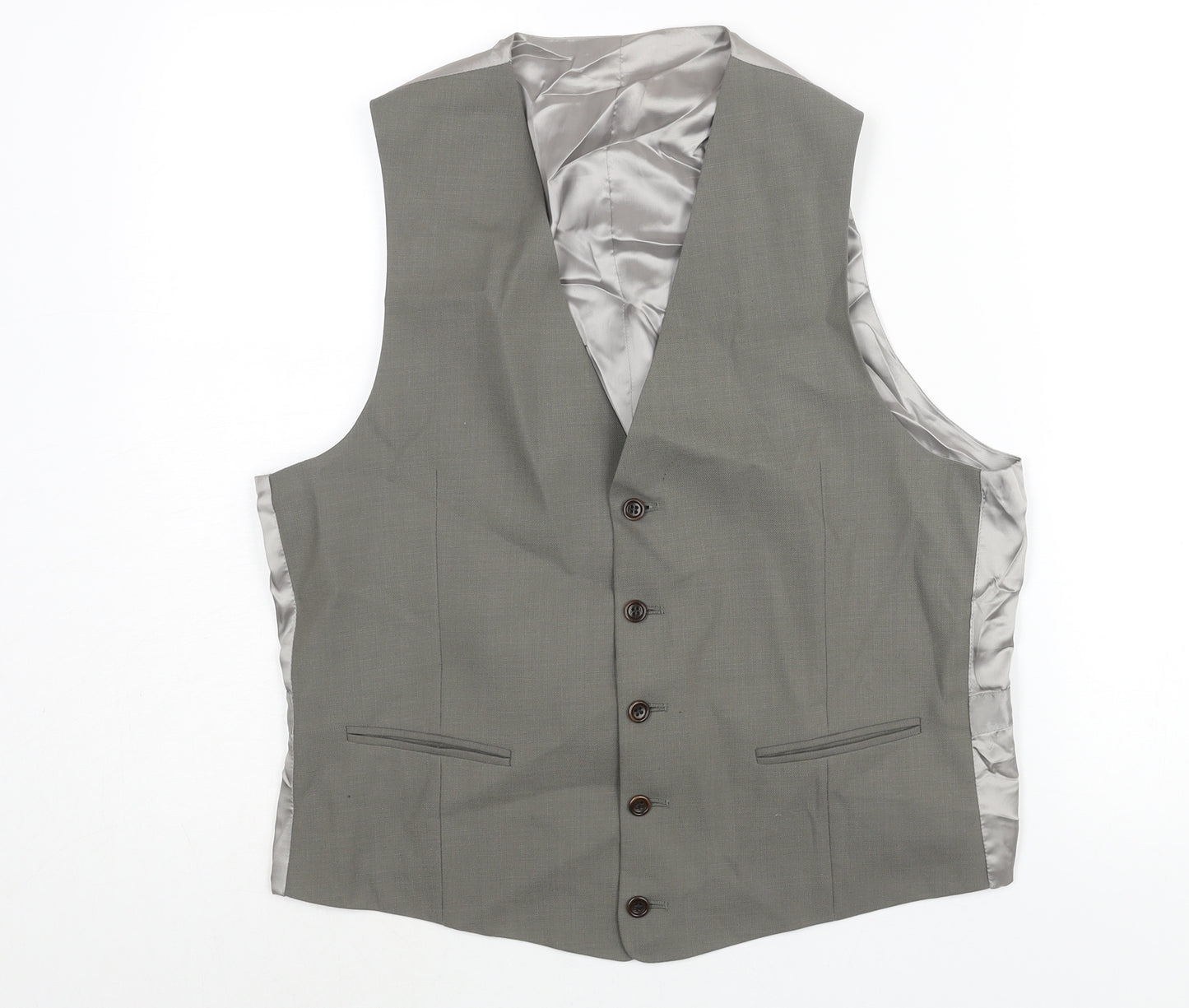 St Michael Mens Grey Wool Jacket Suit Waistcoat Size M Regular