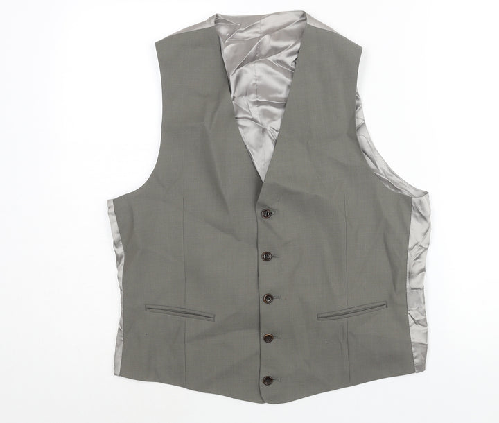 St Michael Mens Grey Wool Jacket Suit Waistcoat Size M Regular