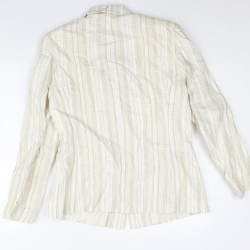 Gray & Osbourn Womens Ivory Striped Jacket Blazer Size 16 Button