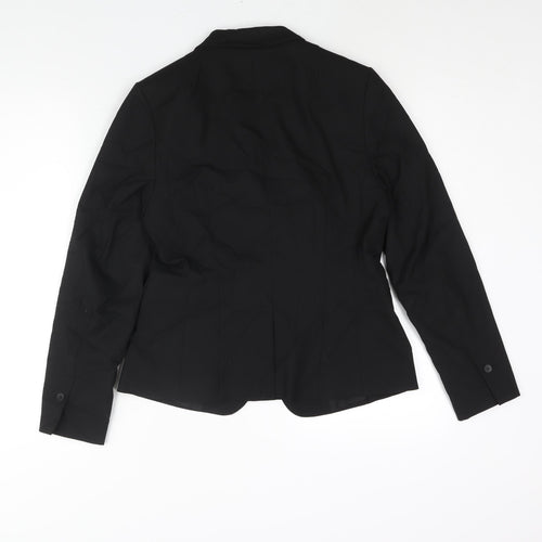 H&M Womens Black Polyester Jacket Suit Jacket Size 10