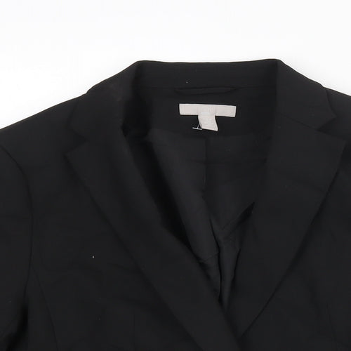 H&M Womens Black Polyester Jacket Suit Jacket Size 10