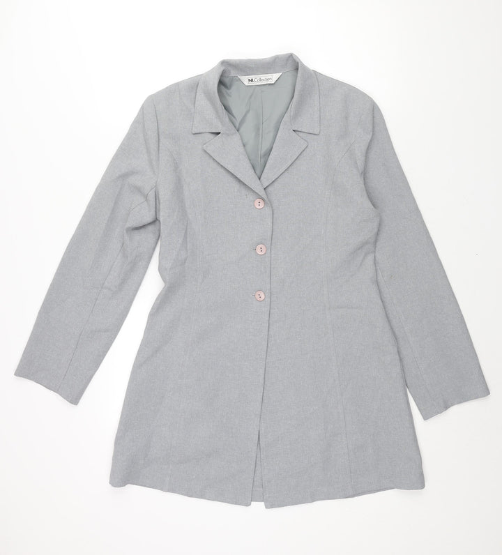 NL Collection Womens Grey Jacket Size 14 Button